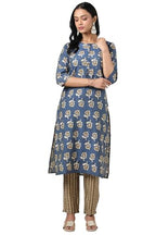 Soch Women Rayon Floral Print Kurta Set with Faux Mirror