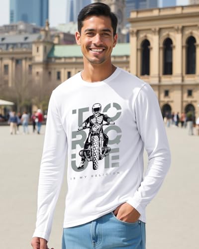 Bewakoof MenS Printed Regular Fit Full Sleeve Round Neck Cotton T-Shirt_ 459653_White_L