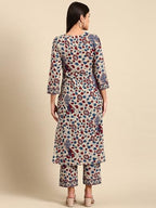 ANNI DESIGNER Womens Rayon Blend Straight Printed Kurta with Pant (Nakari Cream_M_Cream_Medium)