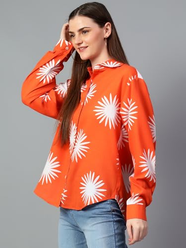 KOTTY Womens Oversized Cotton Blend Shirt(Multicolor,L)