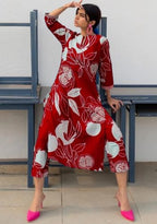 ANNI DESIGNER Womens Cotton Blend Straight Printed Kurta with Pant (ANAAR-Red_S_Red_Small)