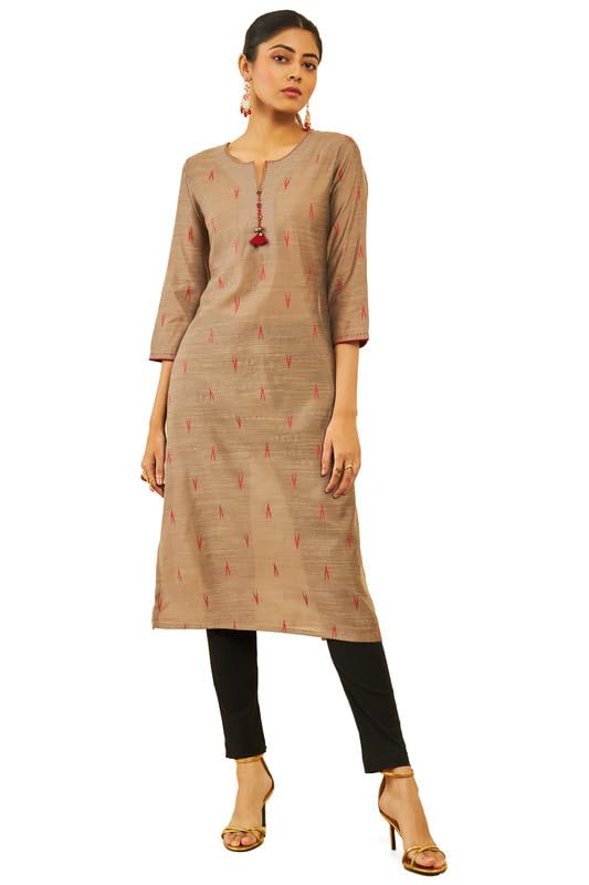 Soch Women Silk Blend Ikat Pattern Straight Kurta
