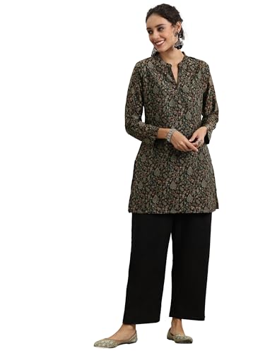 Libas Womens Woven Design Wool Straight Kurta With Palazzos