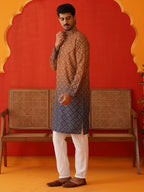 Jompers Brown Brown Ombre Printed Kurta Pyjama Set