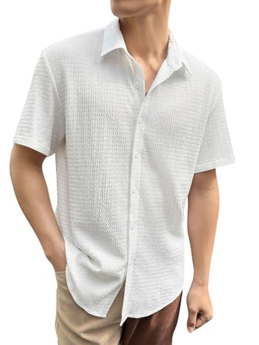 Greciilooks Mens Casual Poly Cotton Regular Fit Shirt (White, Xx-Large)