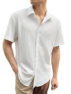 Greciilooks Mens Casual Poly Cotton Regular Fit Shirt (White, Xx-Large)