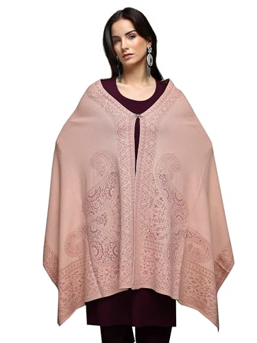 Beige Ethnic Motif Woven Design Shawl