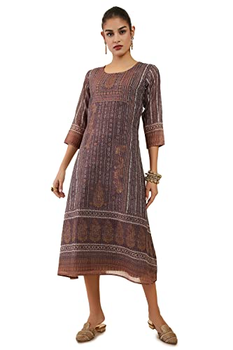 Soch Women Chanderi Blend Dress Kurta with Printed Designs and Sequins