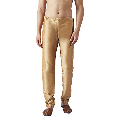 Sojanya (Since 1958, Mens Dark Gold Dupion Silk Churidaar Pyjama, Size: Freesize