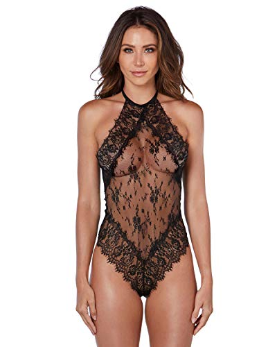 DG Halter Teddy w/ Snap Crotch BLK L