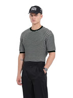 The Indian Garage Co Mens Oversized Textured Half Sleeves Crew Neck Flat Knit Sweater