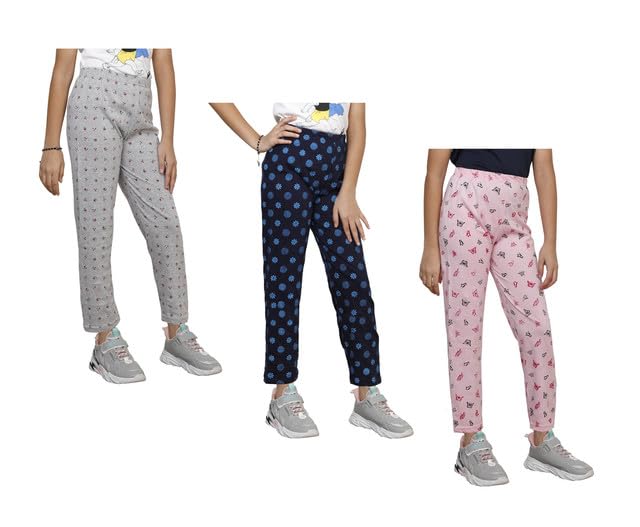 Girls Printed Cotton Regular Fit Pyjamas Lower (Pack of 3) Multicolor18 13-14