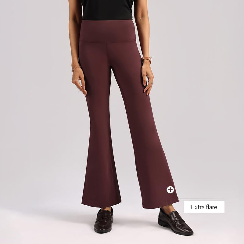 BlissClub Ultimate Flare Pants Lite Regular for Women Upto 54 ft | High Waist Trousers and Formal Pants for Office wear | Comfo
