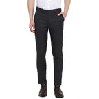 Turtle Men Poly-Viscose Black Solid Slim Fit Formal Trouser