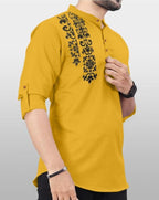 Finivo Fashion MenS Cotton Blend Kurta Style Shirt | Mandarin Collar Long Sleeve Casual Ethnic Shirt With Button Placket | Styl
