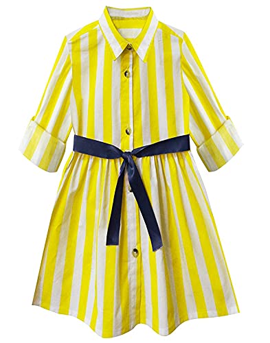 A.T.U.N. Girls Shirt Dress Yellow-White