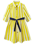 A.T.U.N. Girls Shirt Dress Yellow-White