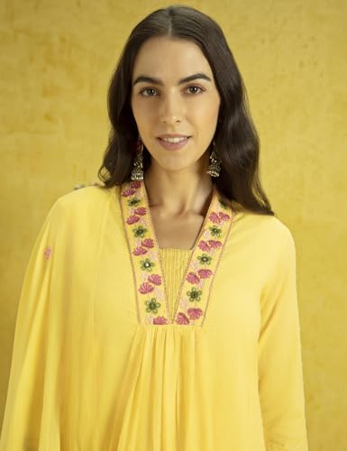 Kaari Cotton Womens Kurta Set (KAAAW24WSKD-78848_Surajmukhi Yellow