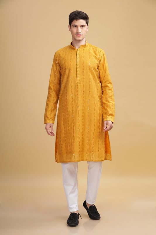 Be Active MenS Traditional Embroidered Lucknowi Design Full Sleeves Kurta || Cotton Kurta For Men || Men Kurta For Wedding || K
