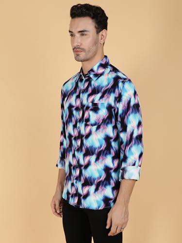 Kotty Mens Printed Rayan Full Sleeves Shirts(Multicolor,L)