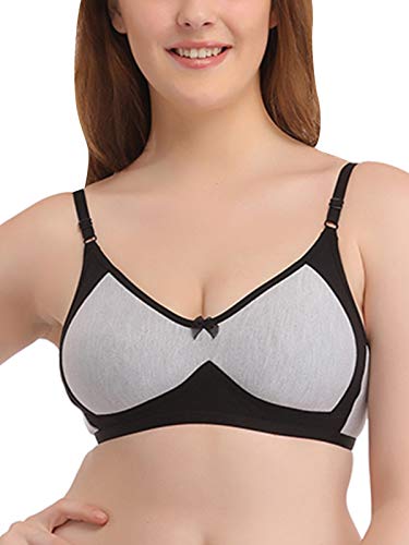 Clovia Womens Full Cup Non-Padded Wirefree T-Shirt Bra with Contrast Color - Black (BR0746P13_Black_36B)