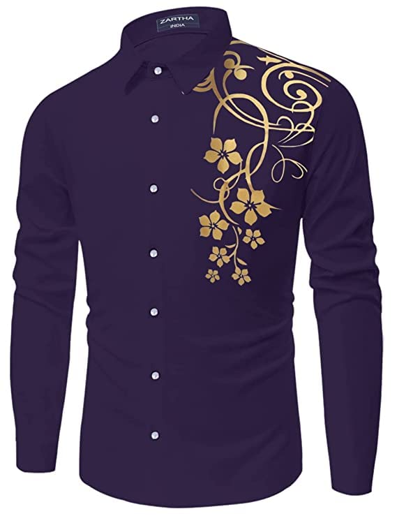 Bellstone Mens Solid Regular Fit Shirt (B-8200_Purple
