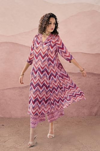 Toochki Dress For Women | Two Piece Dress For Women Long | Dress | Maxi Dress For Women | Dresses | Zig Zag Printed Dress | Cott