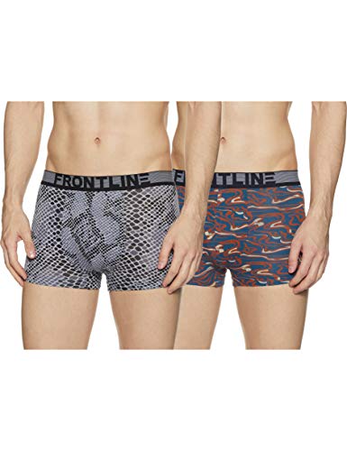 Rupa MenS Cotton Printed Trunks (Color & Print May Vary) (Pack Of 2) (Frontline Miniprinted Assorted_90 Cm)