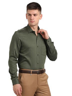 Turtle Men 100% Cotton Dobby Slim Fit Green Formal Shirt