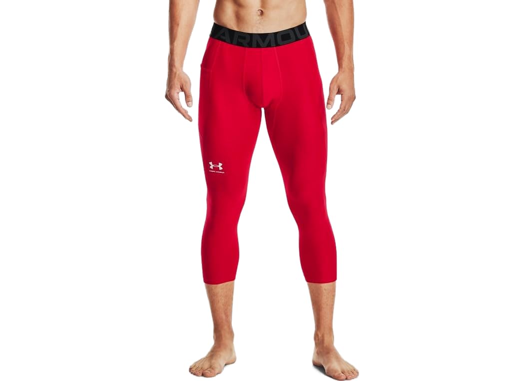 Under Armour Men's Armour HeatGear 3/4 Leggings, Red (600)/White, 3X-Large