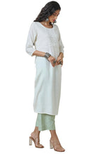 Soch Womens Off White Beaded Yoke Design Viscose Blend Kurta