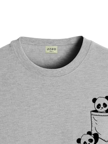 ADRO Tshirt for Men | Printed T Shirt for Men | 100% Cotton T-Shirt |Printed T Shirt | T-Shirts | RN24-POC-GR-L Grey