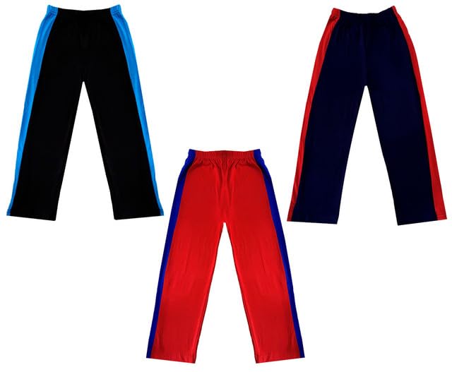 Girls Solid Cotton Side Patta Regular Pyjamas Lower (Pack of 3) Navy Blue::Red::Black 14-15