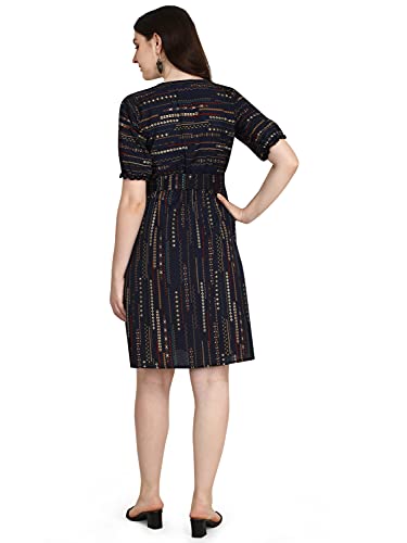 Greciilooks Women Rayon Anarkali Regular Fit Kurti (Blue, Small)