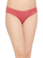 Clovia Womens Cotton Low Waist Bikini Panty with Lace Insert (PN1380A22_Pink_XXL)