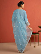 Kaari Rayon Staple 3 PCS Women Kurta Set (KAAAW26WSKD-82026_Jodhpur Blue