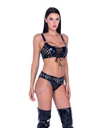 6482 - Vinyl Shorts with Belt Attached Chain Detail