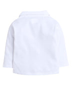 BUMZEE Sky Blue & White Boys Full Sleeves Shirt Waistcoat & Pant Set with Applique Bow