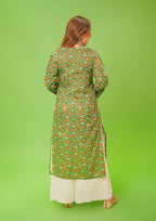 ANNI DESIGNER Womens Rayon Blend Straight Chikankari Embroidered Kurta (Nakusha Green_XXL_Green_XX-Large)