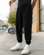 Bewakoof Men Jet Black Casual Jogger Pants With Zipper