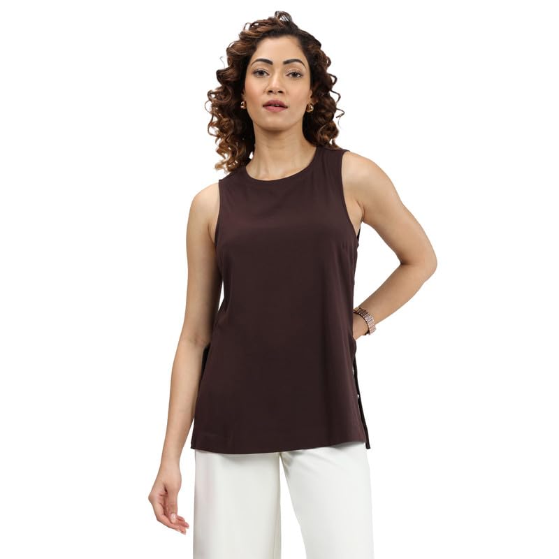 Last Tee Sleeveless Long Slit Top | Stays New for 750+ Days | Breathable | Long Slits | high Neck | Sleeveless Design