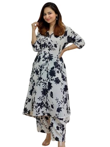 GRECIILOOKS Womens A-Line Cotton Blend Regular Fit Co-Ord Set (White, Small)