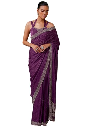 Soch Women Fendy Georgette Woven Design Saree with Work