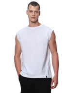 Bewakoof MenS Solid Oversized Fit Sleeveless Round Neck Cotton Vest_500148_White_L