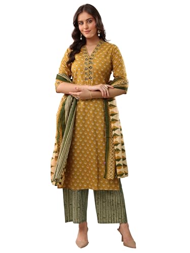 Libas Printed Libas Cotton Straight-Fit Kurta Set For Women (400705S)