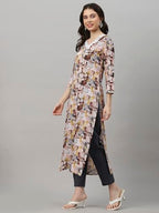 ANNI DESIGNER Womens Cotton Blend Straight Printed Kurta with Pant (SouthZ Wine_L_Wine_Large)