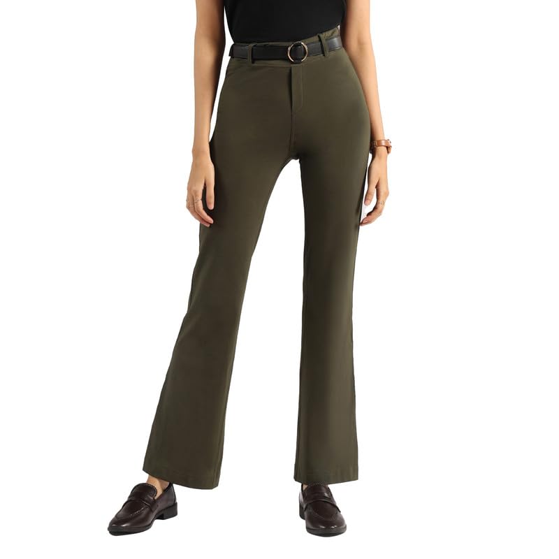 BlissClub AM:PM Air Flare Trousers Cotton for Women Upto 54 ft | Bootcut Trousers and Formal Pants for Women Office wear | Tail