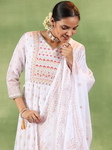 Libas Off White Organza Printed Kurta Sets For Women