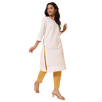 Fabindia Cotton Printed Knee Length Kurta (in, Alpha, XL, White..)