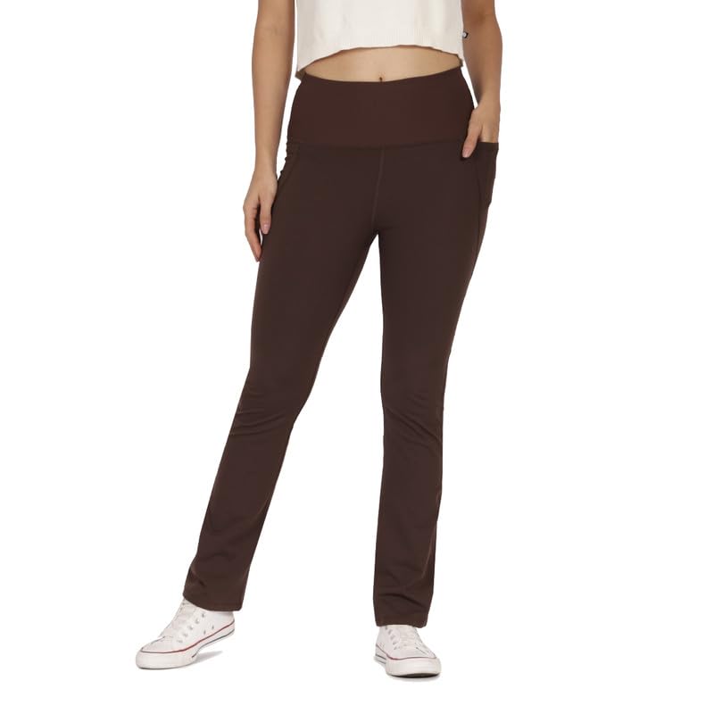 BlissClub Women The Ultimate Flare Pants with 4 Pockets - Tall | Above 5.5 | High Rise Waisted Flared Pants | Polyester, XL